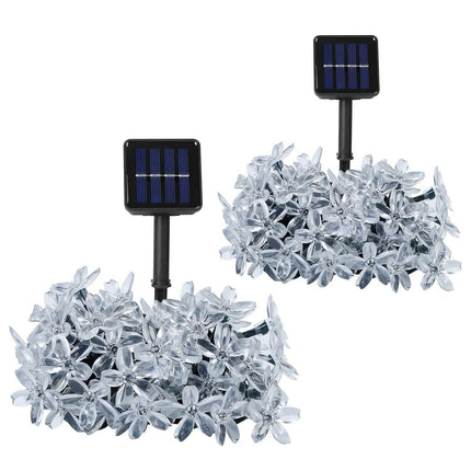 2-Pieces: Solar Power String Lights 50 LED Beads Fairy Sakura Flower