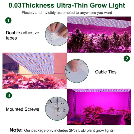 2-Pieces: Ultra-Thin LED Grow Lights for Indoor Plants with 126 LEDs