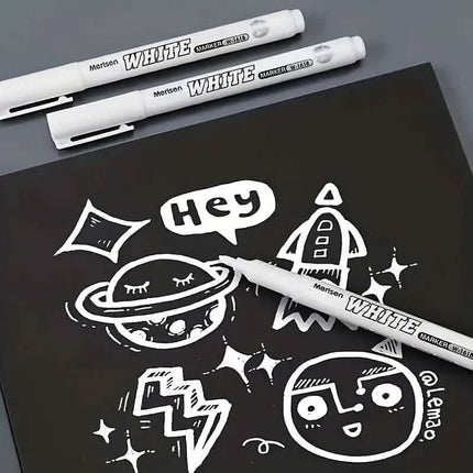 2-Pieces: White Marker Pen Alcohol Paint Oily Waterproof Tire Painting Graffiti Pens