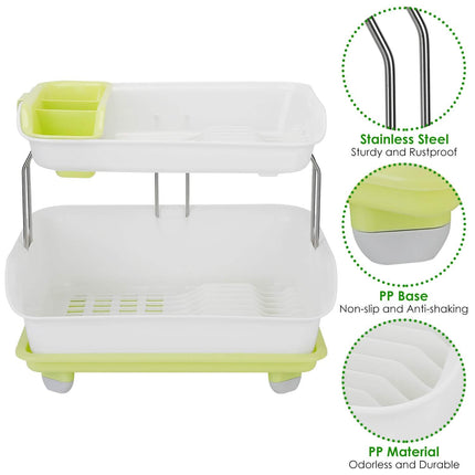2-Tier Dish Drying Rack Cutlery Drainer