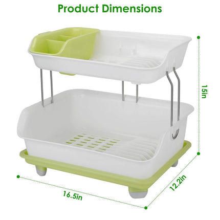 2-Tier Dish Drying Rack Cutlery Drainer