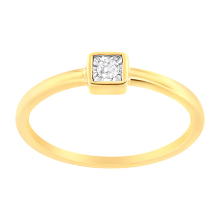 14K Yellow Gold Plated .925 Sterling Silver 1/20 cttw Miracle Set Diamond Promise Ring (J-K Color, I1-I2 Clarity) - Size 6