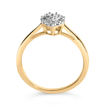 10K Yellow Gold 1/10 Cttw Diamond Heart and Halo Promise Ring