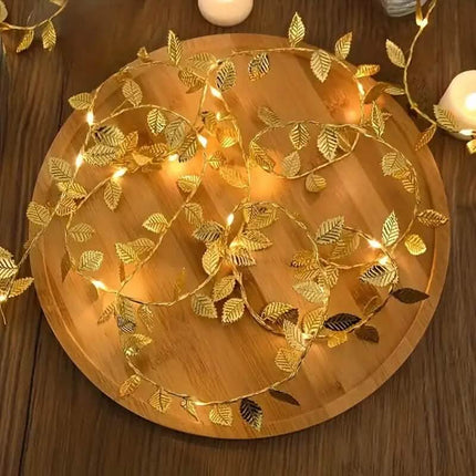 20 LED Golden Leaf Fairy Lights