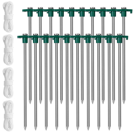 20-Piece: 9.8-Inch Tent Pegs Ropes Set