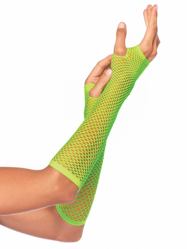 Triangle Net Fingerless Gloves - Neon Green - O/S