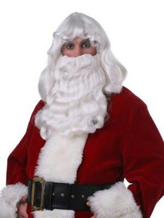 Professional Quality Deluxe Santa Claus White Wig and Beard Christmas