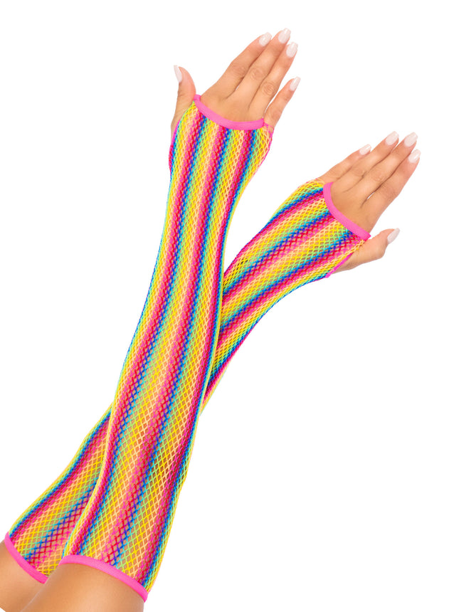 Rainbow Net Arm Warmers - Multicolor - O/S