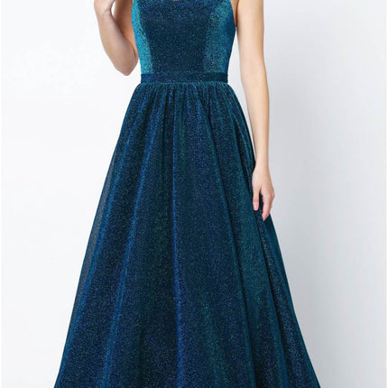 Juliet 204 Criss Cross Back Ball Gown Style Glitter Dress