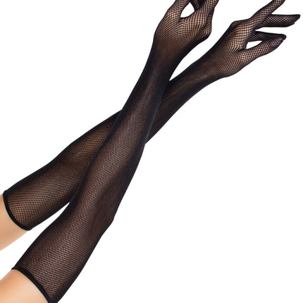 Opera Length Fishnet Gloves - Black - O/S