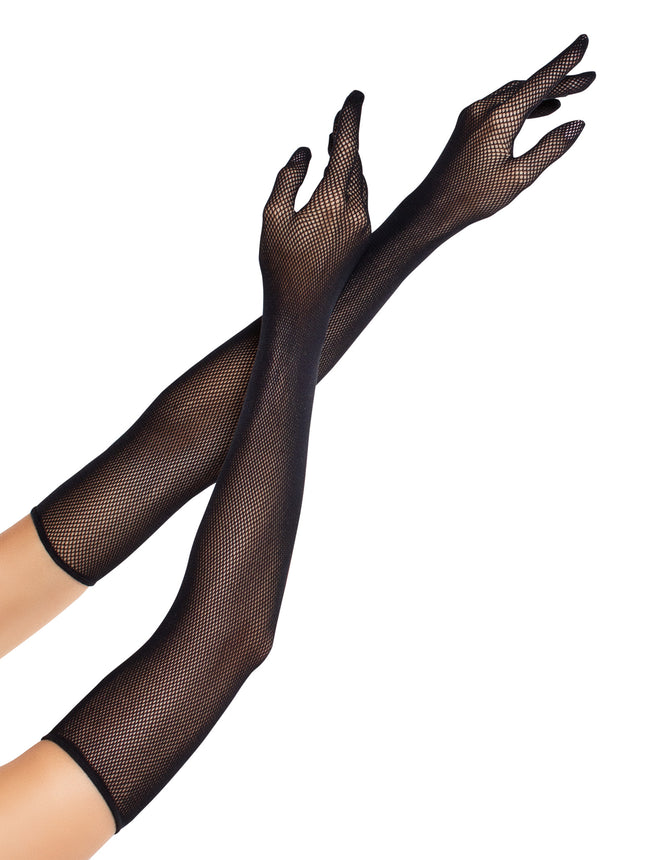 Opera Length Fishnet Gloves - Black - O/S
