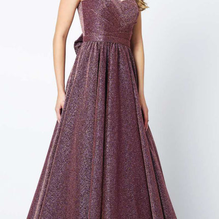 Juliet 205 Long One Shoulder Sleeveless Glitter Gown