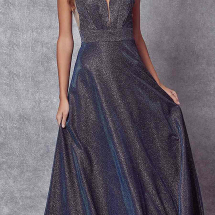Juliet 208 Cut-Out Strappy Back Glitter Long Dress