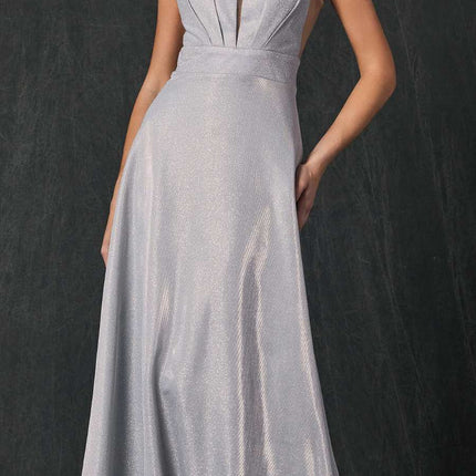 Juliet 208 Cut-Out Strappy Back Glitter Long Dress