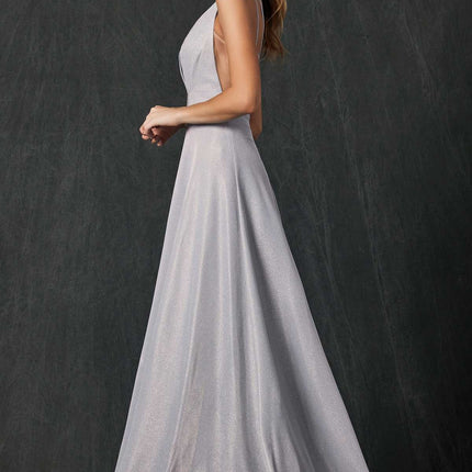 Juliet 208 Cut-Out Strappy Back Glitter Long Dress