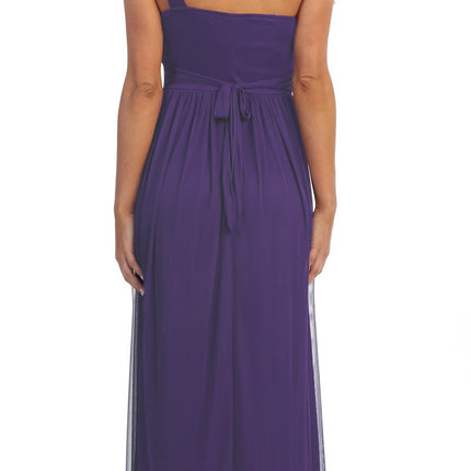 CLEARANCE - Celavie 2095L Dinner Party Long Plum One Shoulder Dress Chiffon (Size XL)