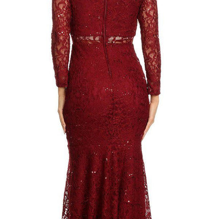 CLEARANCE - Eureka 2095 Long Sleeve Lace Dress Mock 2-Piece High Neck (Size XL)