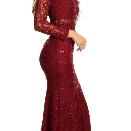 CLEARANCE - Eureka 2095 Long Sleeve Lace Dress Mock 2-Piece High Neck (Size Medium)