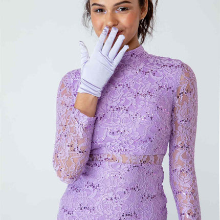 CLEARANCE - Eureka 2095 Long Sleeve Lace Dress Mock 2-Piece High Neck (Size XL)