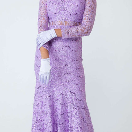 CLEARANCE - Eureka 2095 Long Sleeve Lace Dress Mock 2-Piece High Neck (Size Medium)