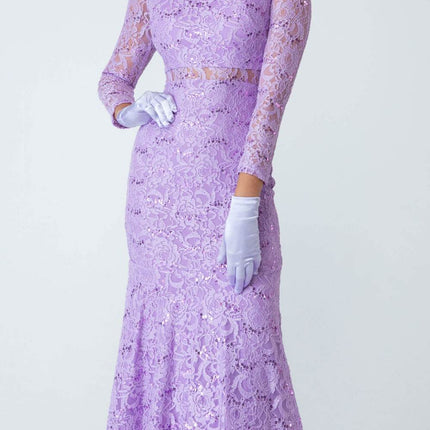 CLEARANCE - Eureka 2095 Long Sleeve Lace Dress Mock 2-Piece High Neck (Size Medium)