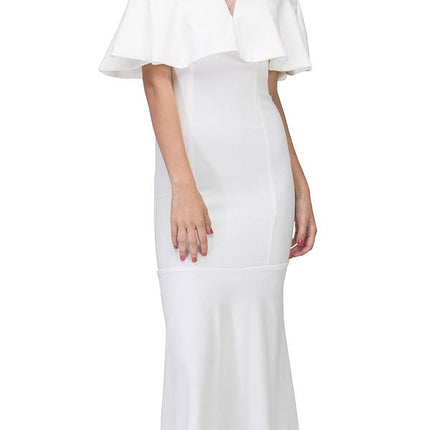 CLEARANCE - Eureka 2102 Long Dress Off Shoulder with V-Notch Ruffled Bodice (Size XL)