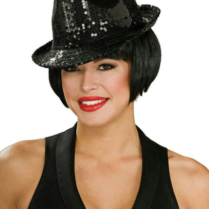 Black Sequin Fedora Costume Hat