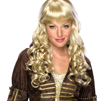Deluxe Elise Long Dirty Blonde Curly Wig with Bangs