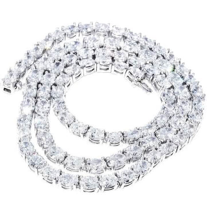 21.25CT Lab Grown Oval Diamond Graduated Tennis Necklace Platinum & 14K