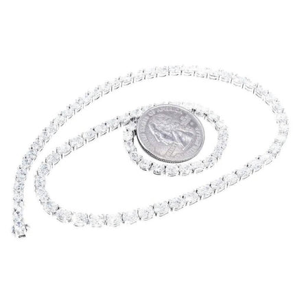 21.25CT Lab Grown Oval Diamond Graduated Tennis Necklace Platinum & 14K