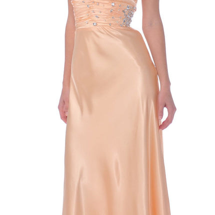 CLEARANCE - Cinderella Divine 2145 Long Dress Satin One Shoulder Rhinestone (Size 4, 8)