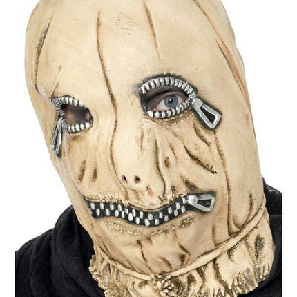 Men's Skin Color Zip Face Overhead Costume Adult Latex Mask with Mock Zippers