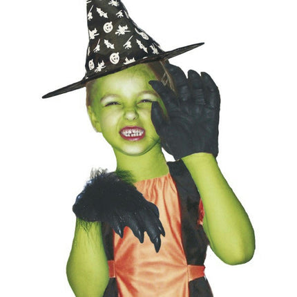Black Hairy Rubber Hands Gloves Child Size