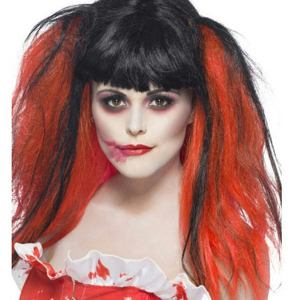 Women's Black and Red Blood Drip Wig Bunches with Blood Effect