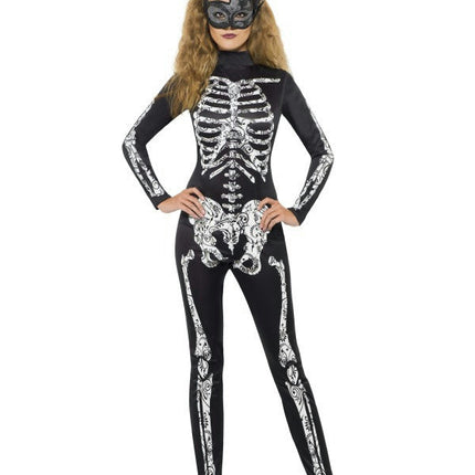 Women's Soleil Skeleton Cat Suit Sexy Adult Costume Size Large