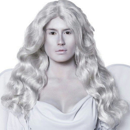 Women's Cemetery Angel Cement Gray Long and Wavy Wig
