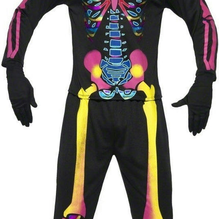 Neon Skeleton Bones Mens Costume Size XL