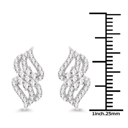 0.68 Carat Genuine White Diamond 14K White Gold Earrings (G-H Color, SI1-SI2 Clarity)