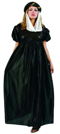 Renaissance Maiden Black Satin Costume Dress Standard Size