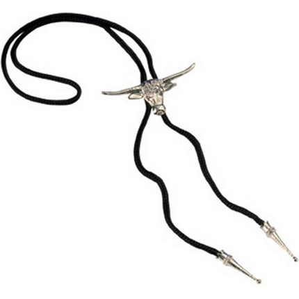 Cowboy Texas Longhorn Bull Bolo String Tie