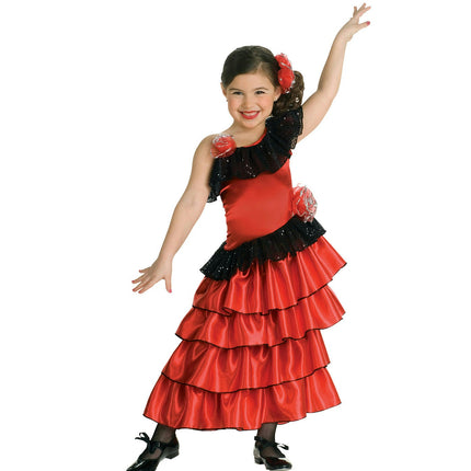 Red and Black Spanish Senorita Princess Girls Costume Size Small