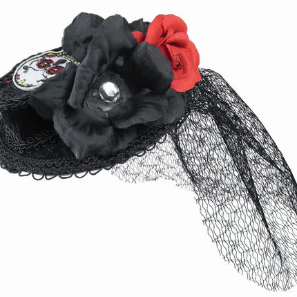 Day of the Dead Mini Coffin Hat with Veil