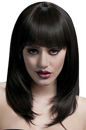 Smiffy's Fever High Quality Brown Feathered Tanja Wig with Bangs & Natural Part