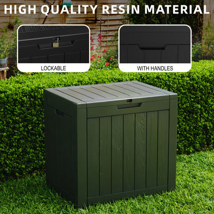 35 Gallon Outdoor Resin Storage Box – Black/Wood Grain
