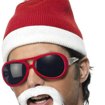Gangsta Santa Accessory Costume Kit Beanie Hat Beard and Glasses Set