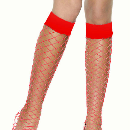 Red Fence Net Fishnet Leg Warmers Knee Hi