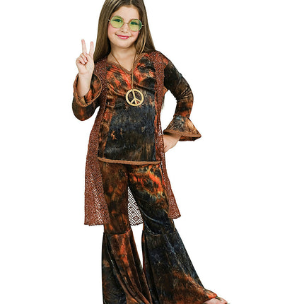 Feeling Groovy Child's Brown Woodstock Diva Costume Size Small 4-6