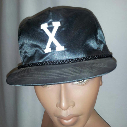 Letter 'X' Shiny Black Adjustable Adult Hat