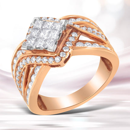Two-Tone 10KT Gold Diamond Bypass Cocktail Ring (1 1/2 cttw, H-I Color, I1-I2 Clarity)