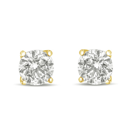 14K White Gold 1.0 Cttw Round Brilliant Cut Lab Grown White Diamond 4-Prong Classic Solitaire Stud Earrings (F-G Color, VS1-VS2 Clarity)